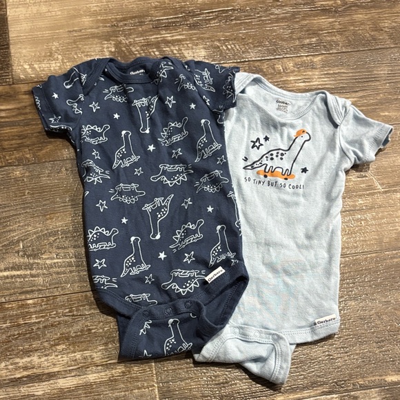 Gerber Navy and Light Blue Dinosaur Bodysuits - Picture 1 of 1